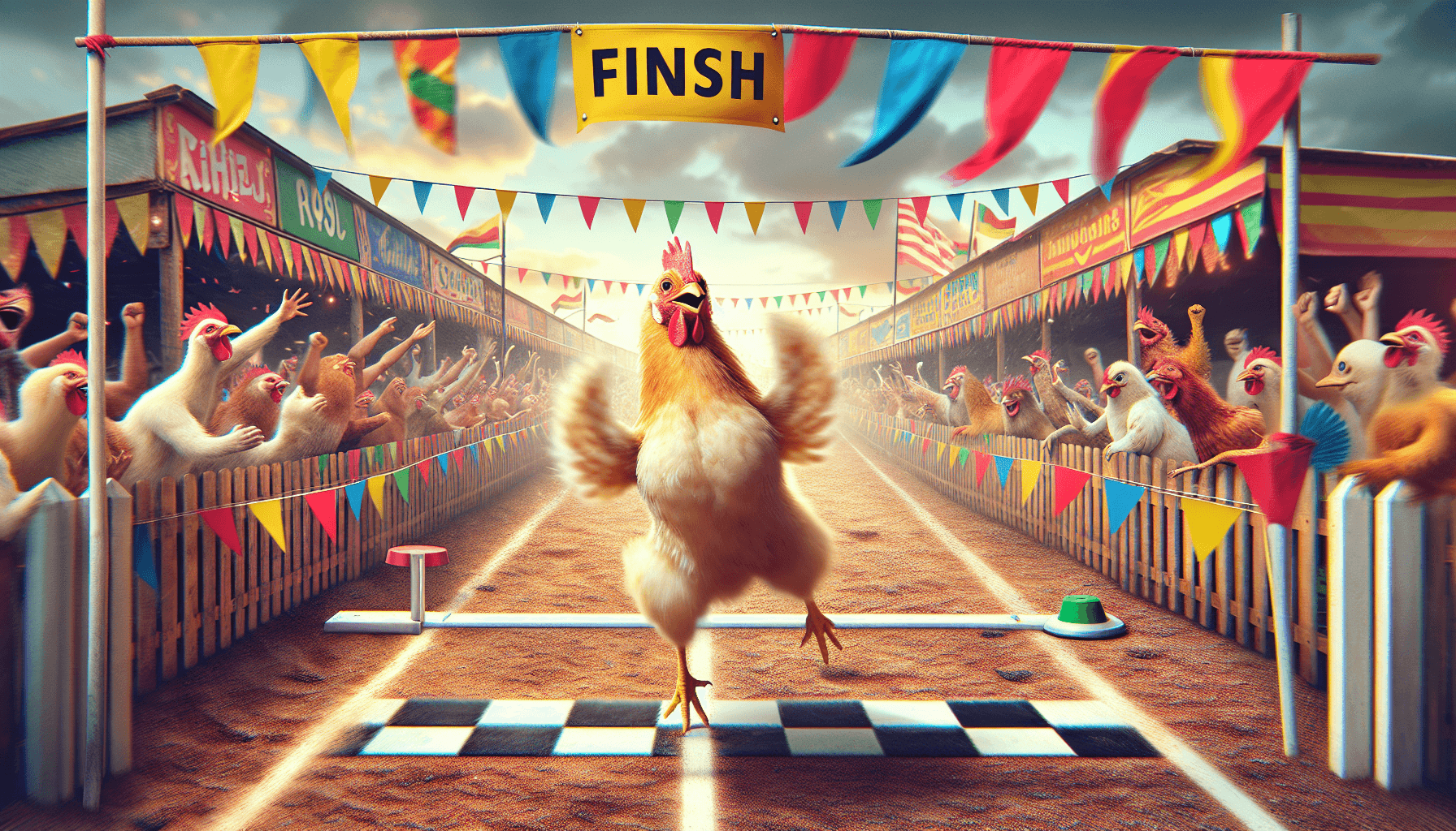 Chicken celebrating victory